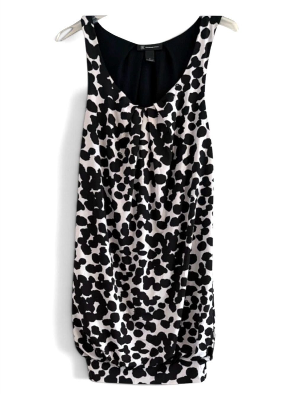 INC International Concepts Black and White Spotted Blouson Bubble Hem Mini M